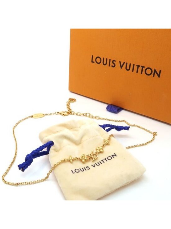 LOUIS VUITTON Monogram Row Necklace metal Silver M02254 LV  Louis Vuitton Baby Necklace Metal Monogram